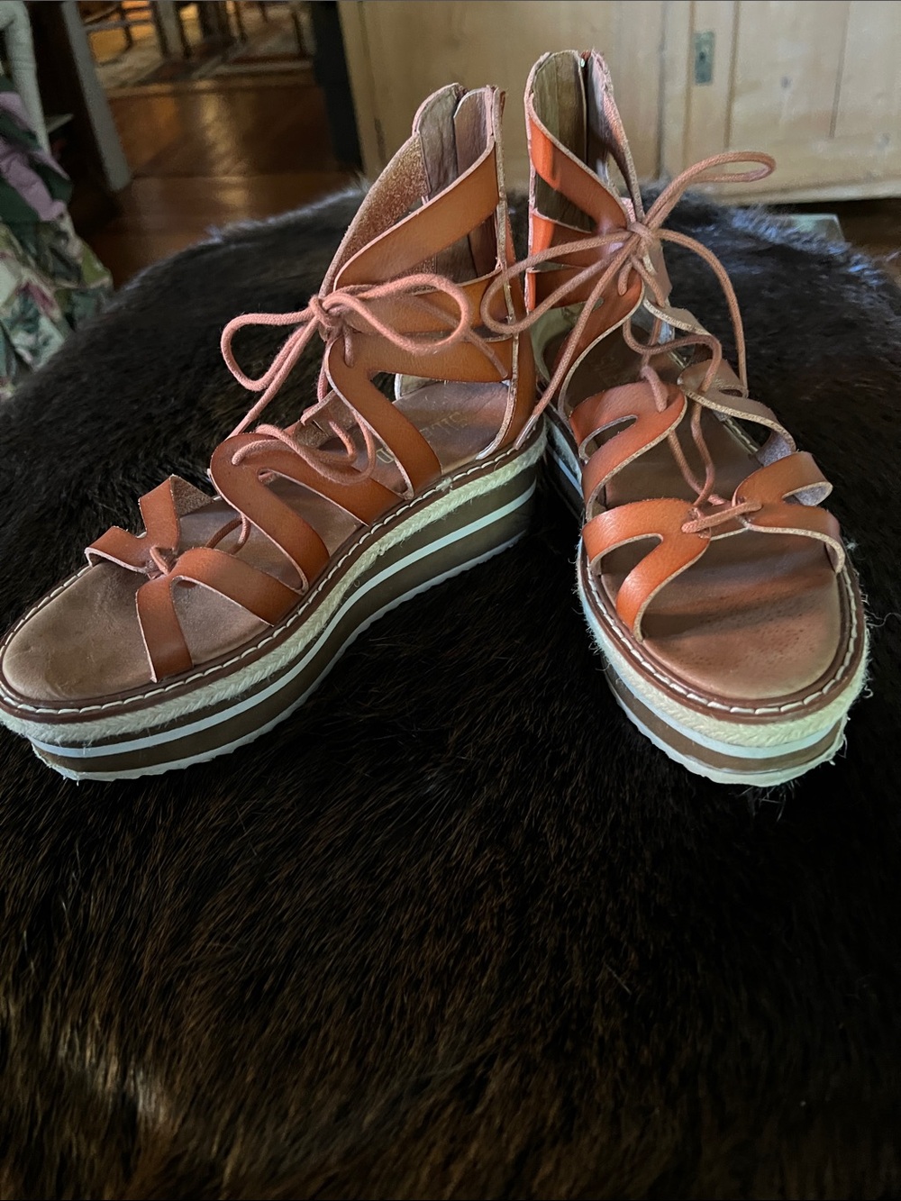 Anthropologie silent D leather platform sandals